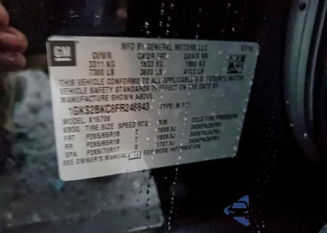 2015 GMC Yukon Slt from USA, damaged, VIN 1GKS2BKC8FR246843